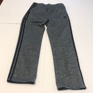 Adidas gray sweatpants with black stripes